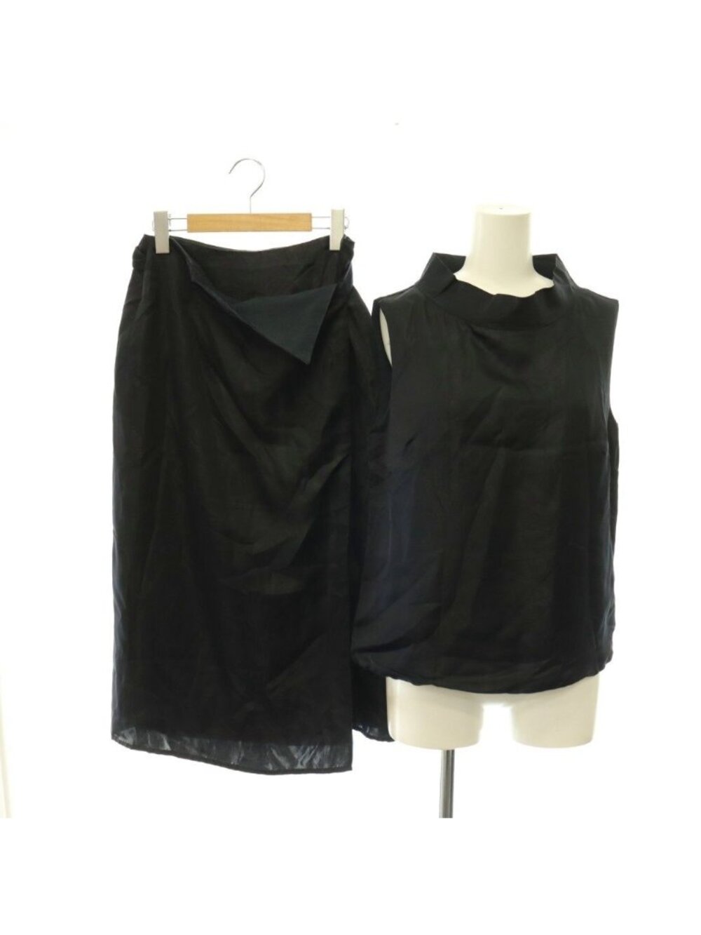 Max Mara Top Sleeveless Paisley Silk Mixed Wrap Skirt Long Set 42 Black